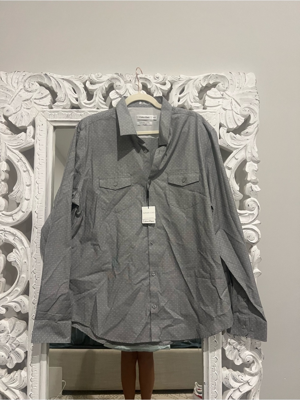 Calvin Klein Men's Gray Lightweight Button-Up Shirt Jacket